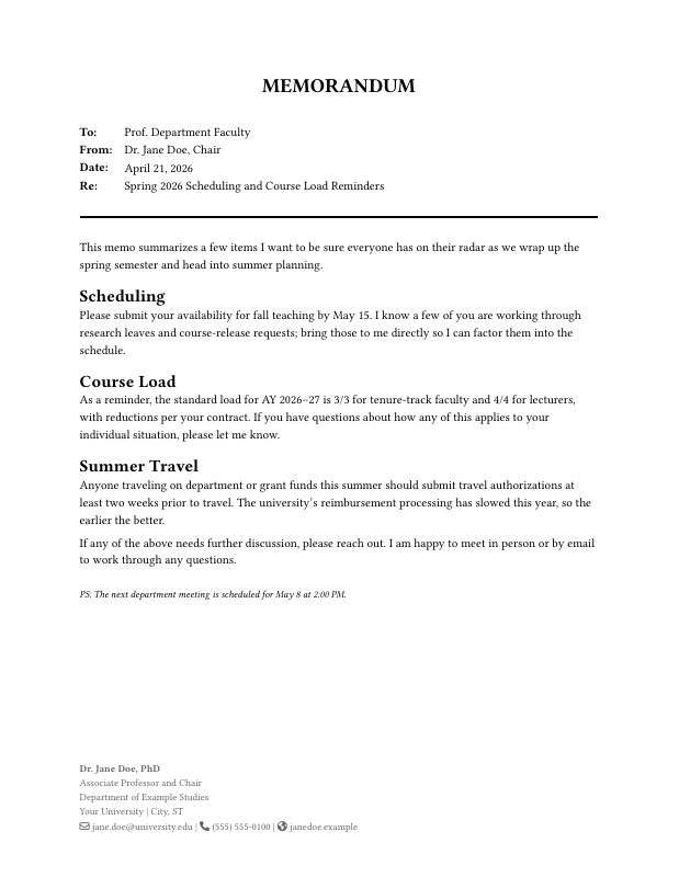 Memo template thumbnail