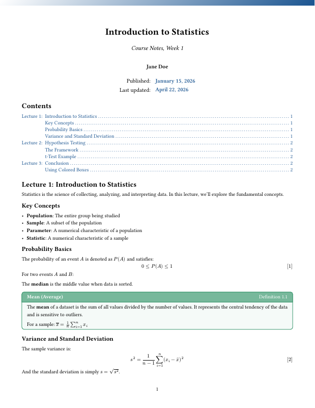 Lecture notes template thumbnail