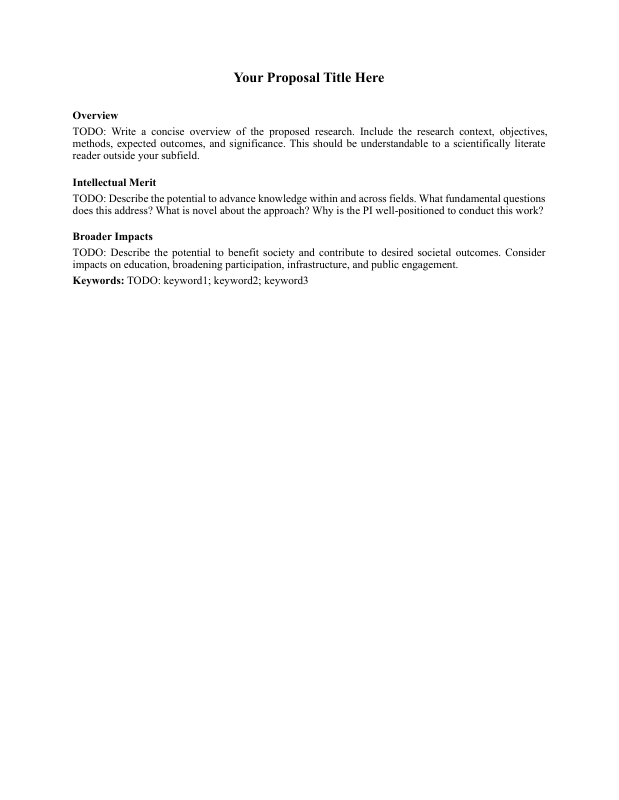 NSF proposal template thumbnail